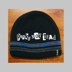 Punks not Dead čierna pletená čiapka stredne hrubá vo vnútri naviac zateplená, univerzálna veľkosť, materiálové zloženie 100% akryl